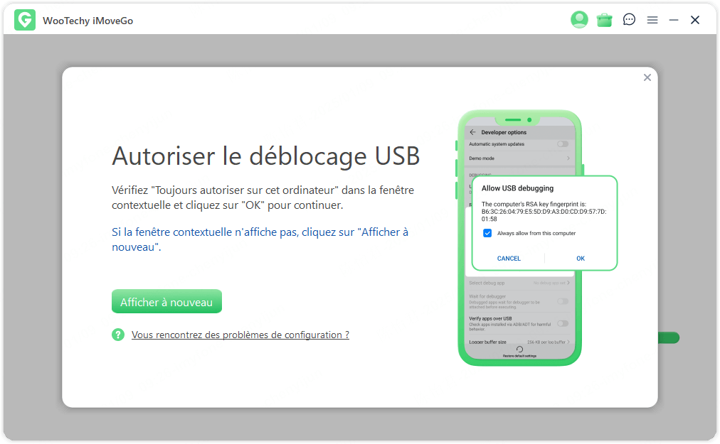 Autoriser le débogage USB