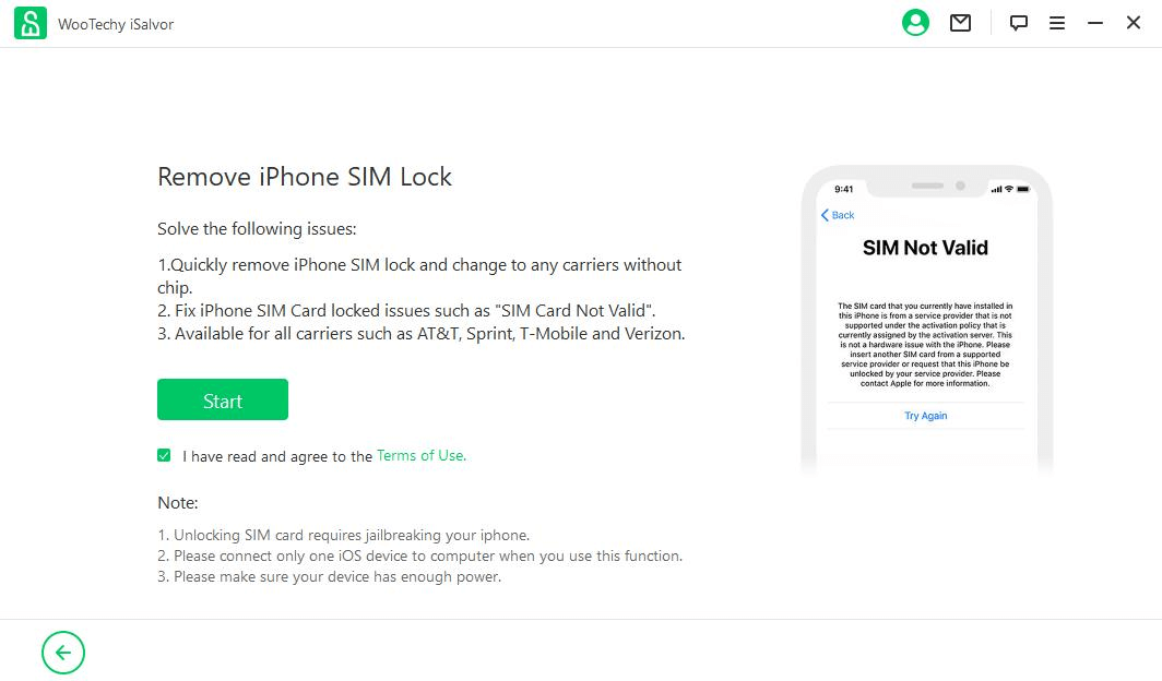 start remove sim lock