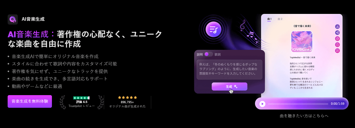 TopMedia AI音楽生成ツール