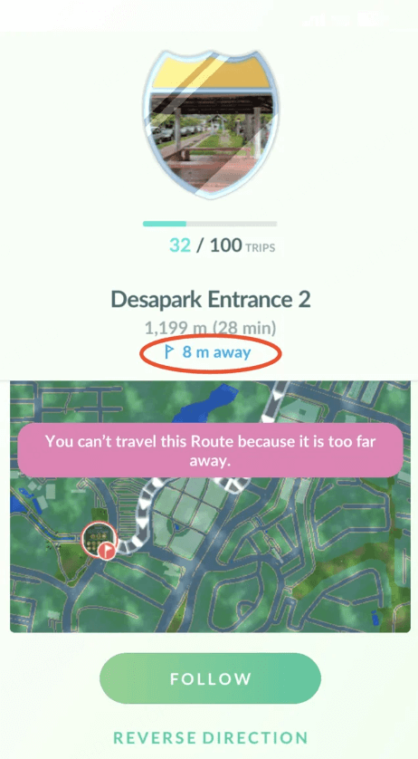 Pokémon GO Route interface