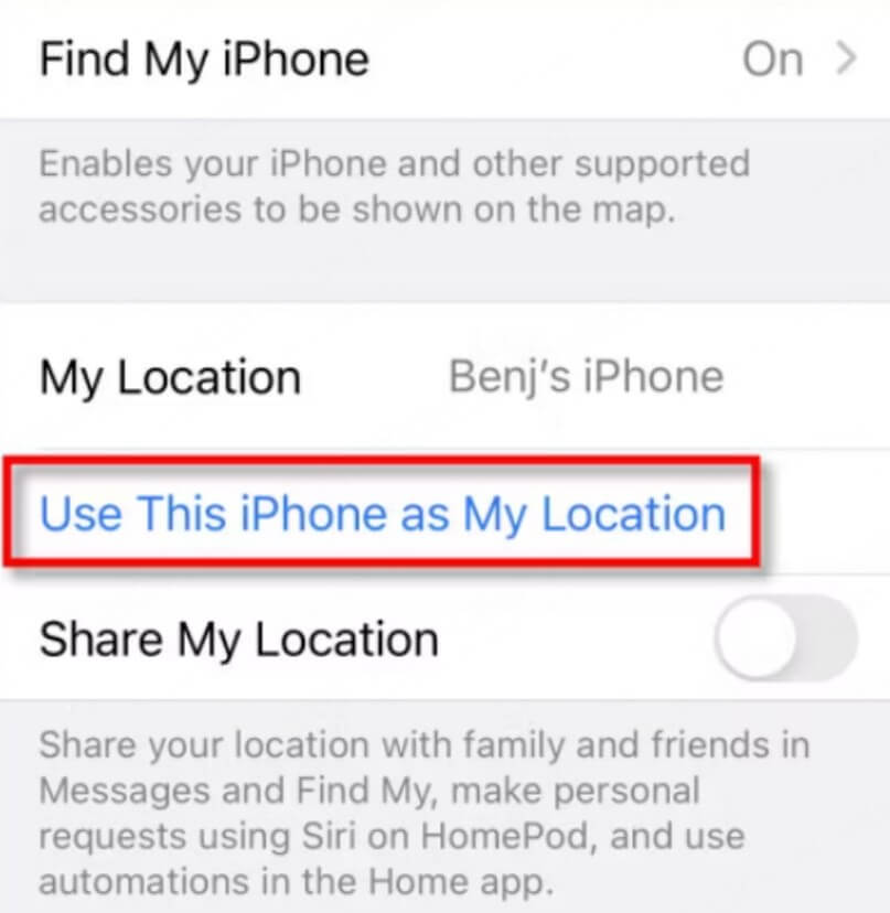 Pause Location on Find My by Using a New Device