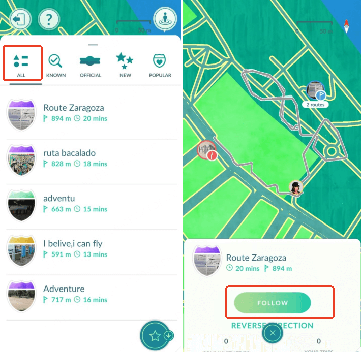 guides to follow Pokémon GO routes