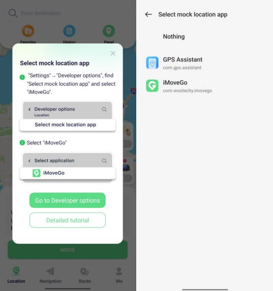 set iMoveGo as the Mock Location App