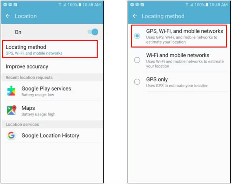 Location Services on android