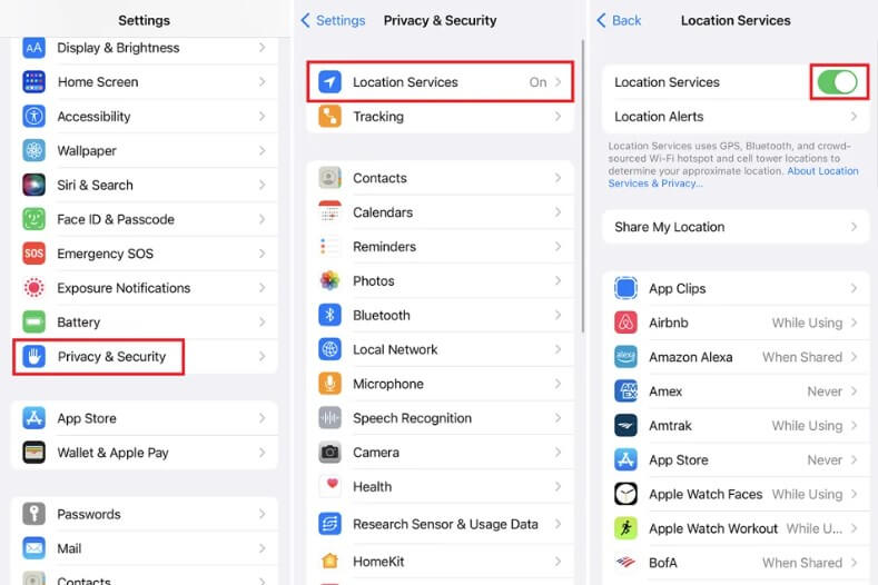 Disable Location Sharing on iPhone