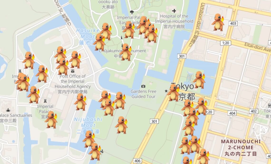 Charmanders pokemon go map