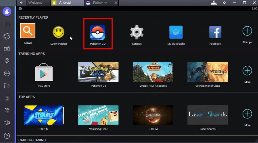 Pokémon GO inside BlueStacks