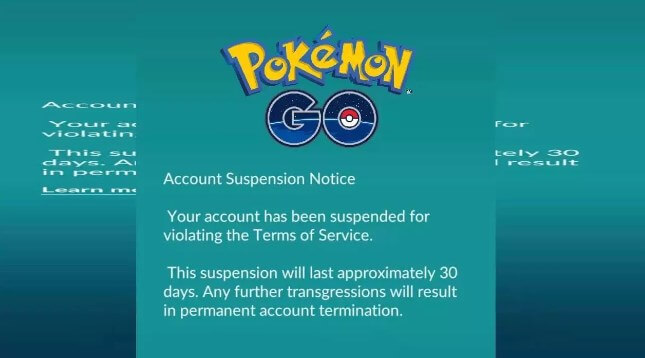 Soft Bans notification in Pokemon GO