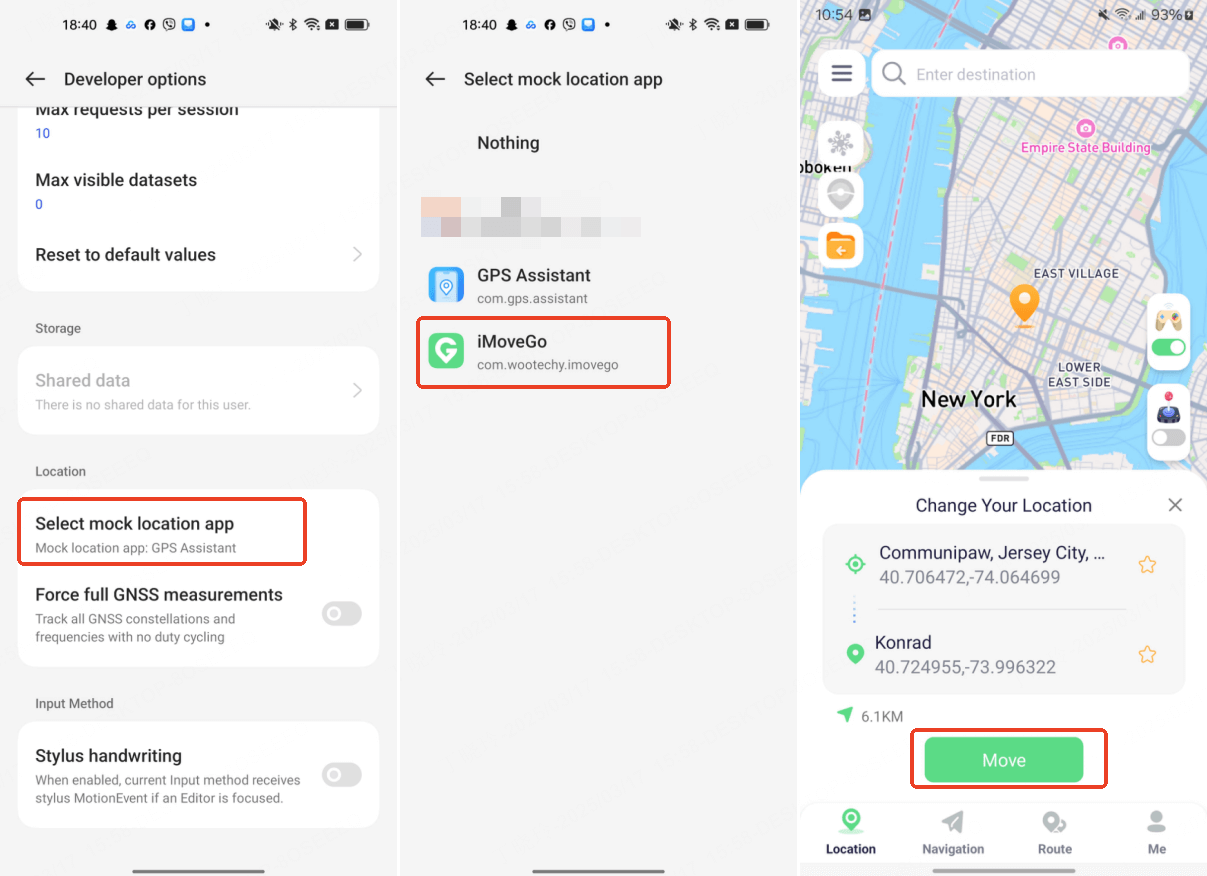 set iMoveGo as the Mock Location App