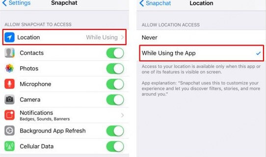 Snapchat location services