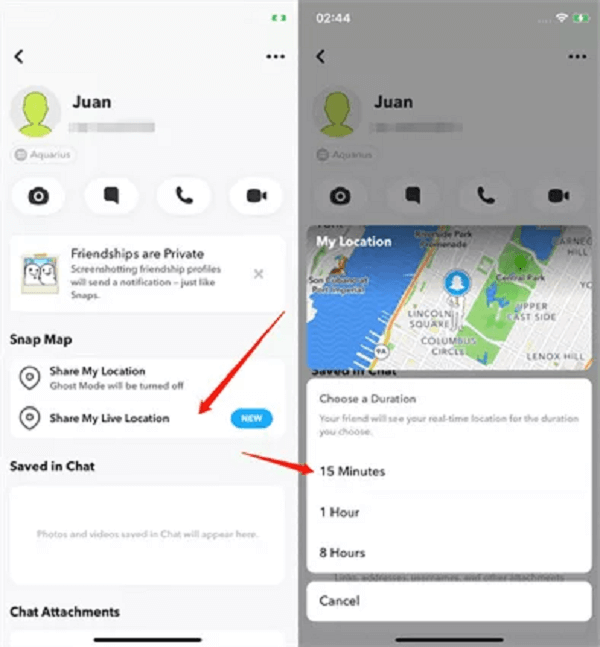 Disable Live Location in Snapchat