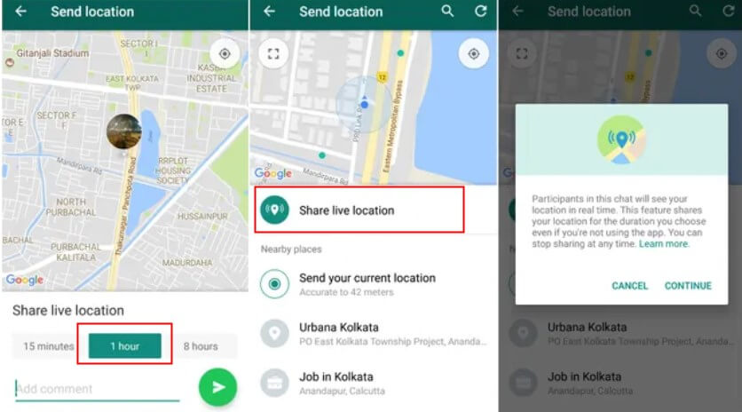 Send a Live Location on WhatsApp