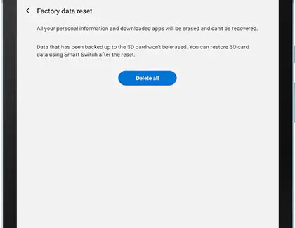 reset samsung tablet via settings