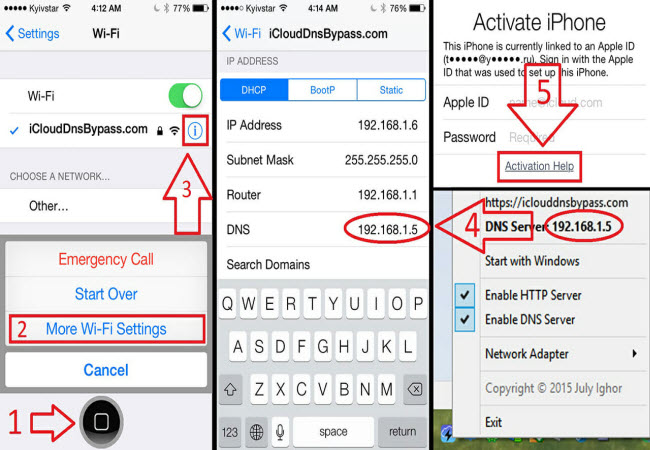 bypass activation lock by DNS