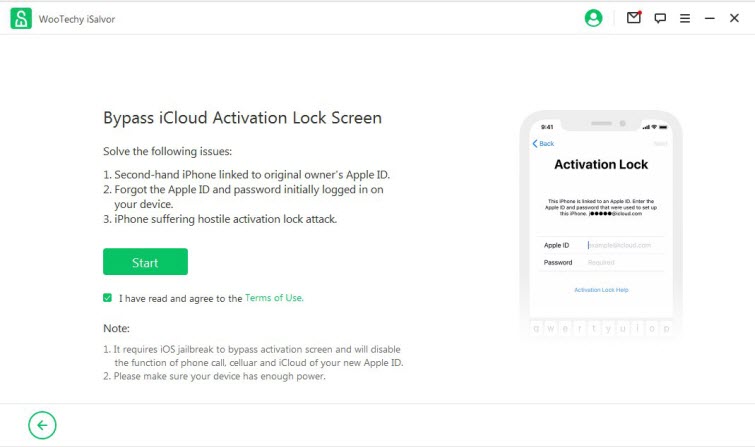 start to use WooTechy iSalvor to bypass activation lock