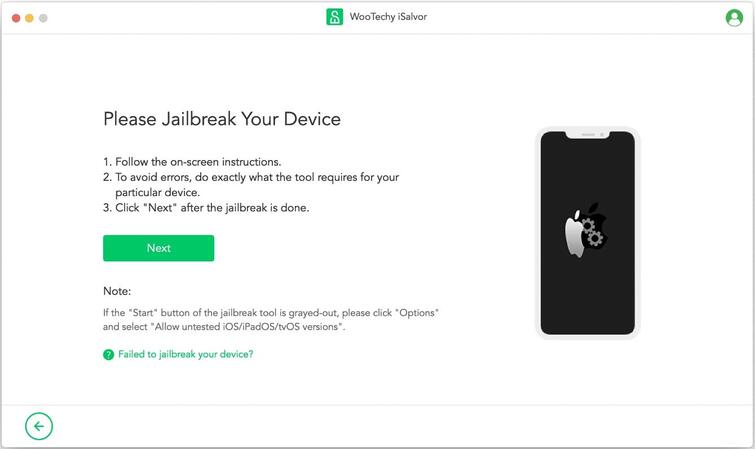 start to jailbreak your device