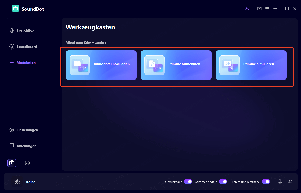 Toolbox von WooTechy SoundBot 2