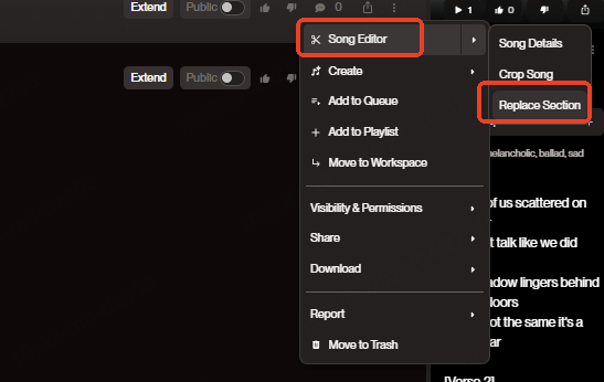 suno ai Musikgenerator Songtext ändern