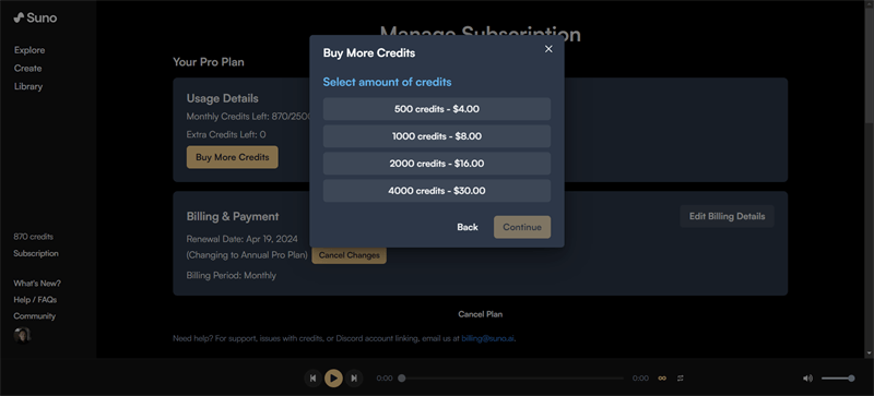 suno ai Musikgenerator unbegrenzte Credits