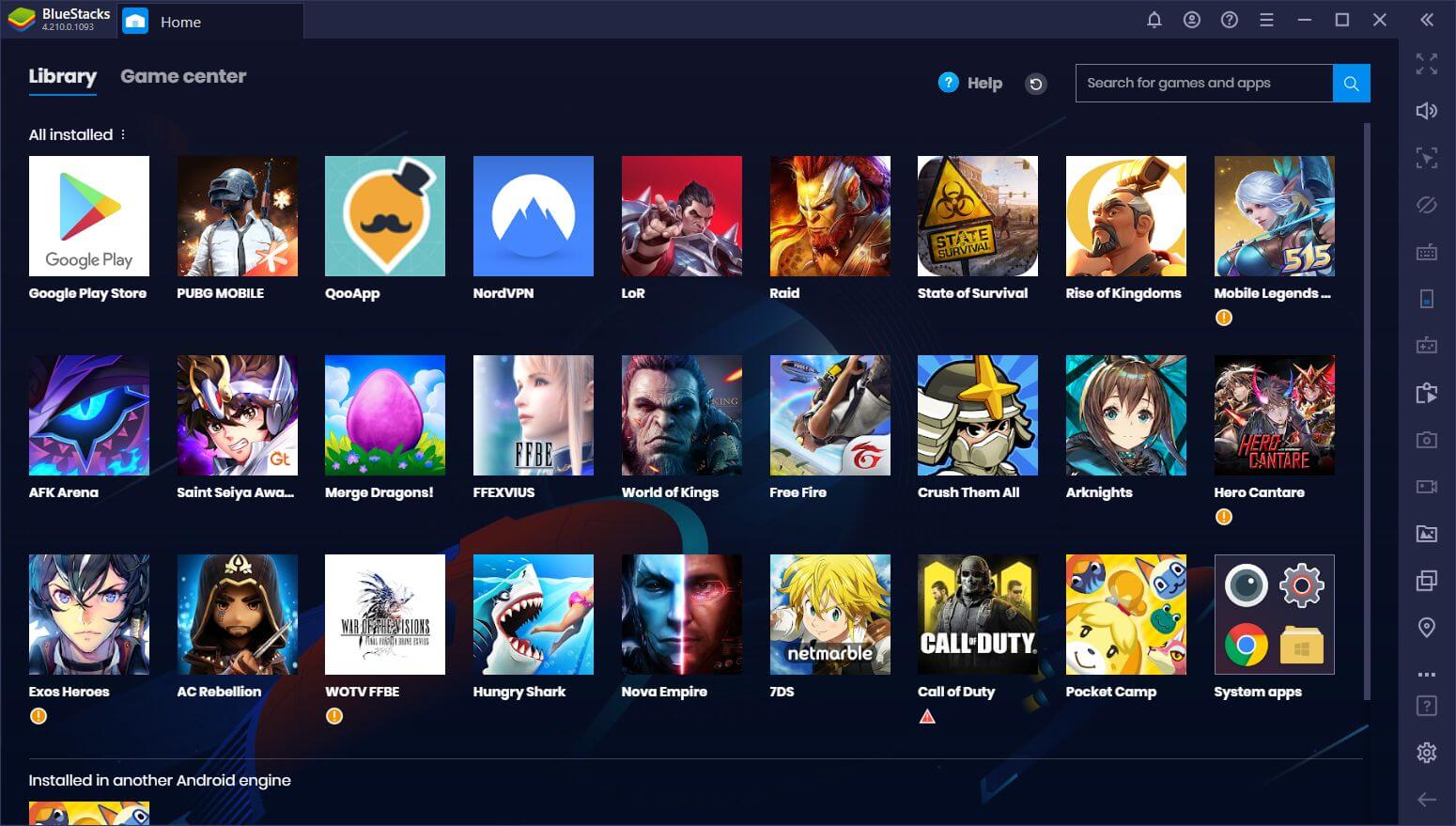 Bluestacks Oberfläche