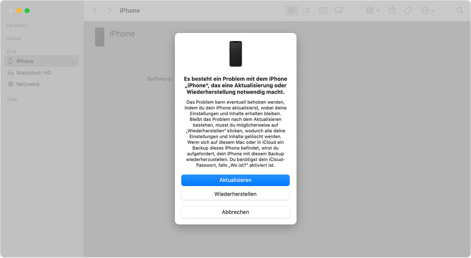 iPhone zurücksetzen, um ein Downgrade durchzuführen