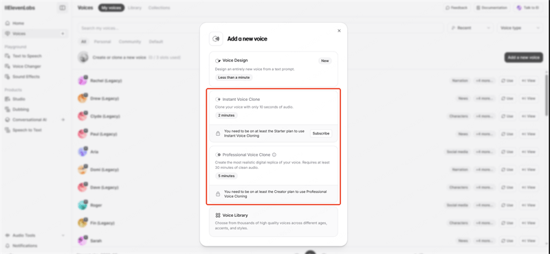 elevenlabs meine eigene Stimme klonen