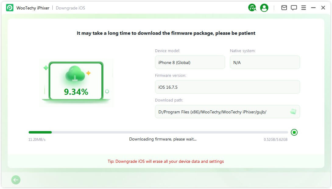 extrahiert heruntergeladene Firmware