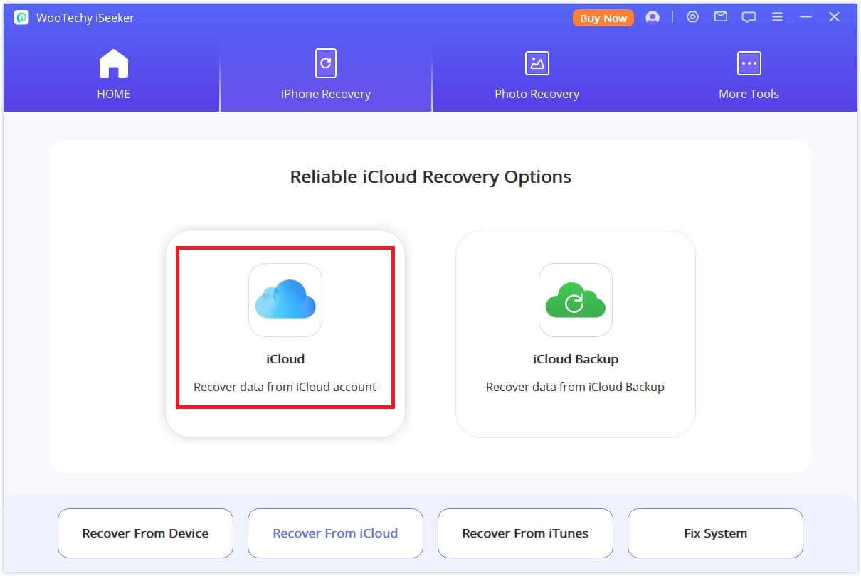 iCloud 선택