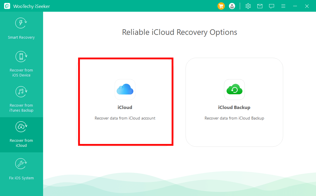 iCloud 선택