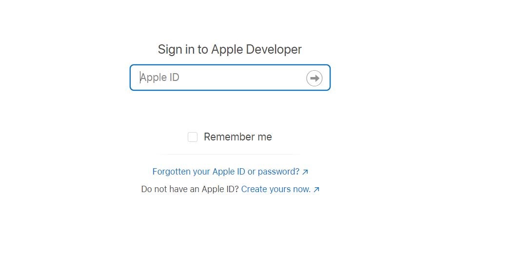 sign in to apple developer